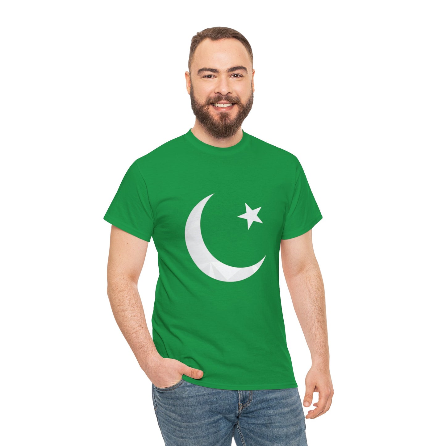 Flag Moon & Star T-Shirt - Green Pakistani Flag Design