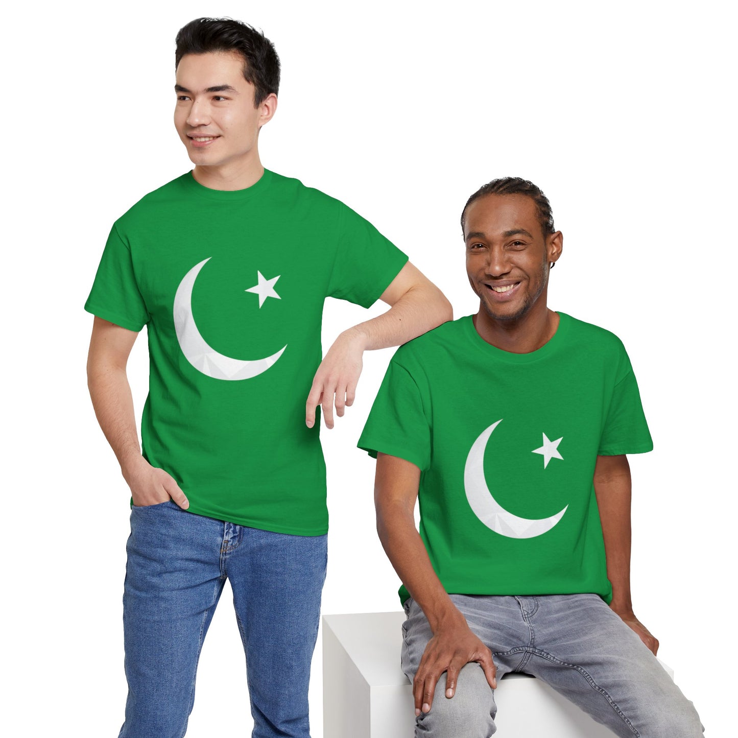 Flag Moon & Star T-Shirt - Green Pakistani Flag Design