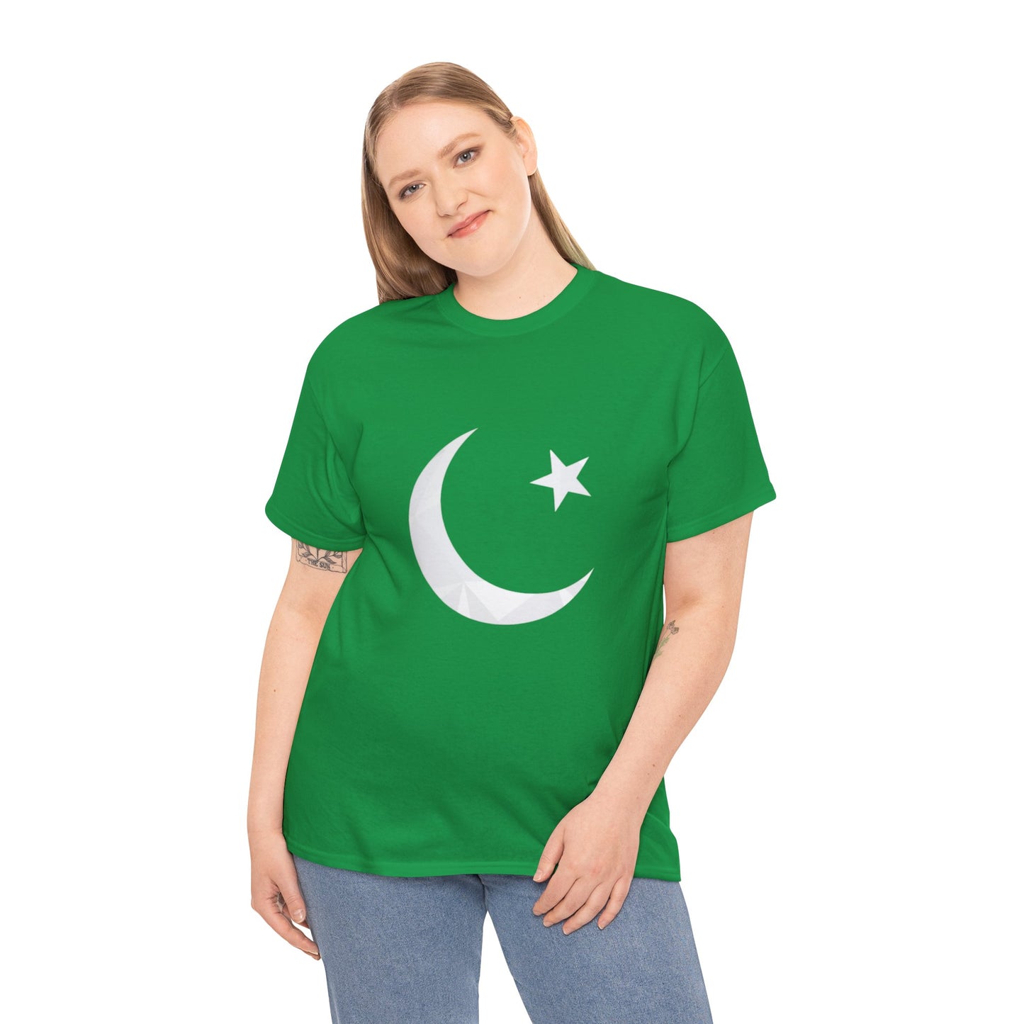 Flag Moon & Star T-Shirt - Green Pakistani Flag Design